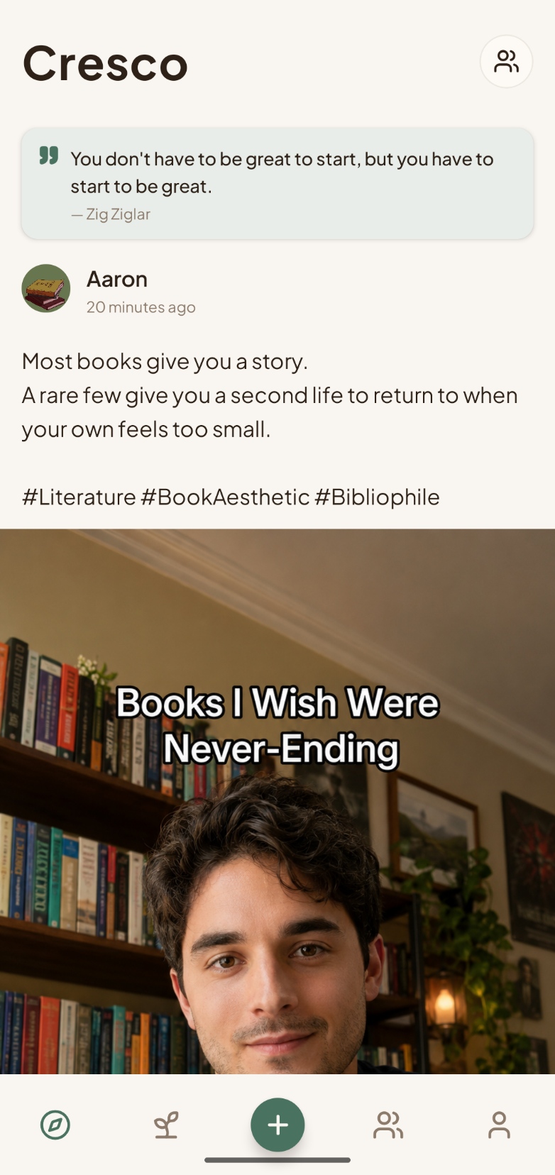 The Discover feed with posts from people on similar journeys